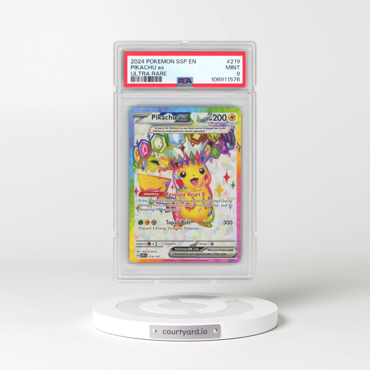 2024 Pokémon Ssp EN-Surging Sparks #219 Pikachu EX - Holo Ultra Rare (PSA 9 MINT)