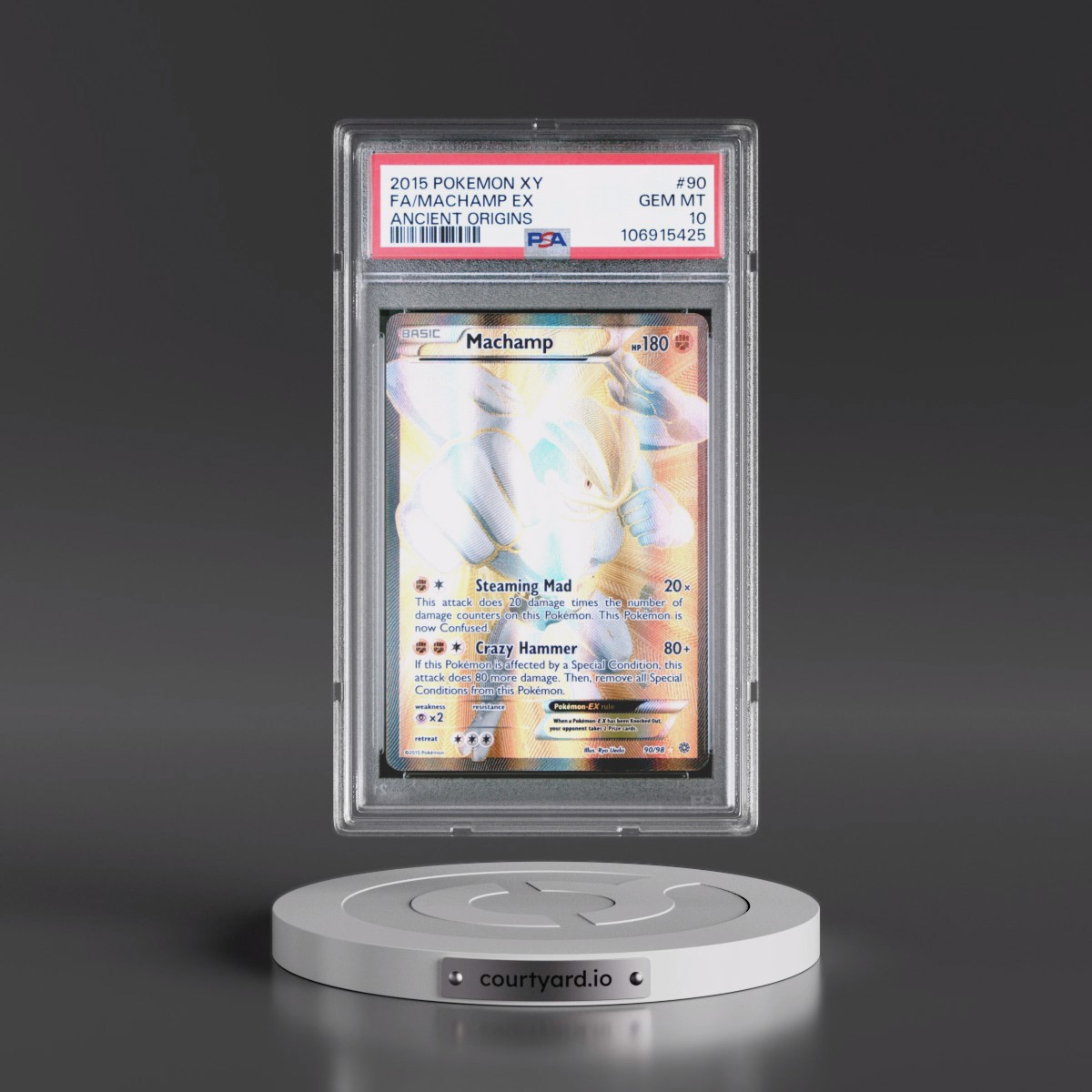2015 Pokémon XY Ancient Origins Machamp EX - Holo Full Art #90 PSA 10