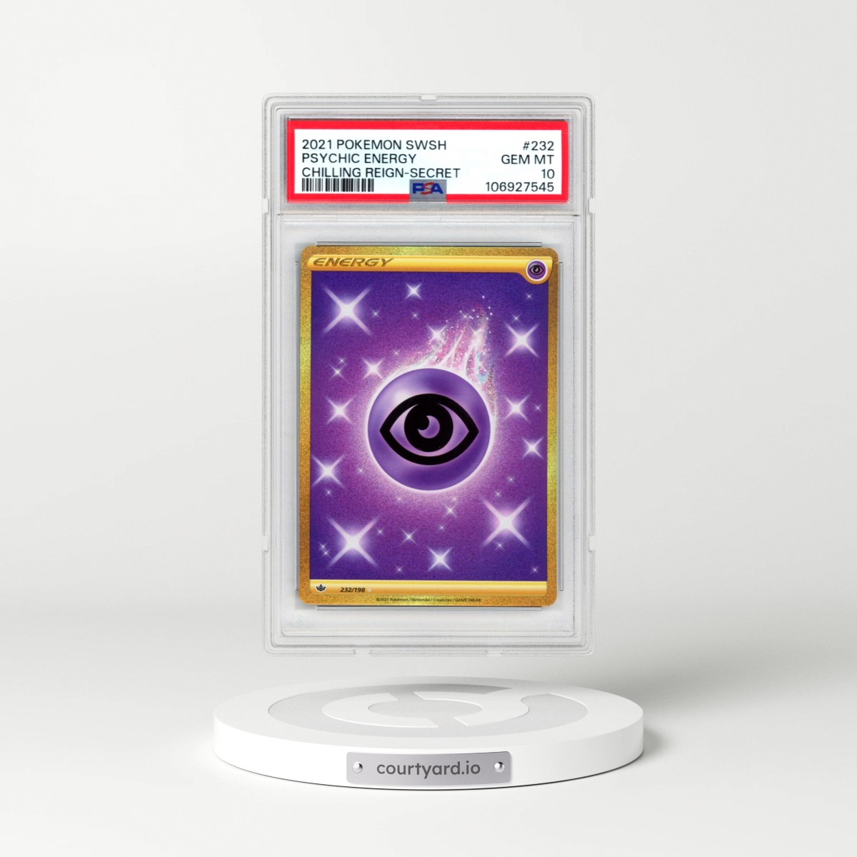2021 Pokémon Sword & Shield Chilling Reign #232 Psychic Energy - Secret (PSA 10 GEM MINT)
