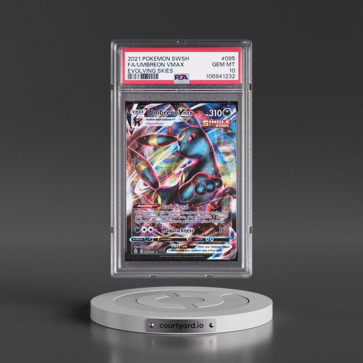 2021 Pokémon Sword & Shield Evolving Skies #095 Umbreon Vmax - Full Art (PSA 10 GEM MINT)