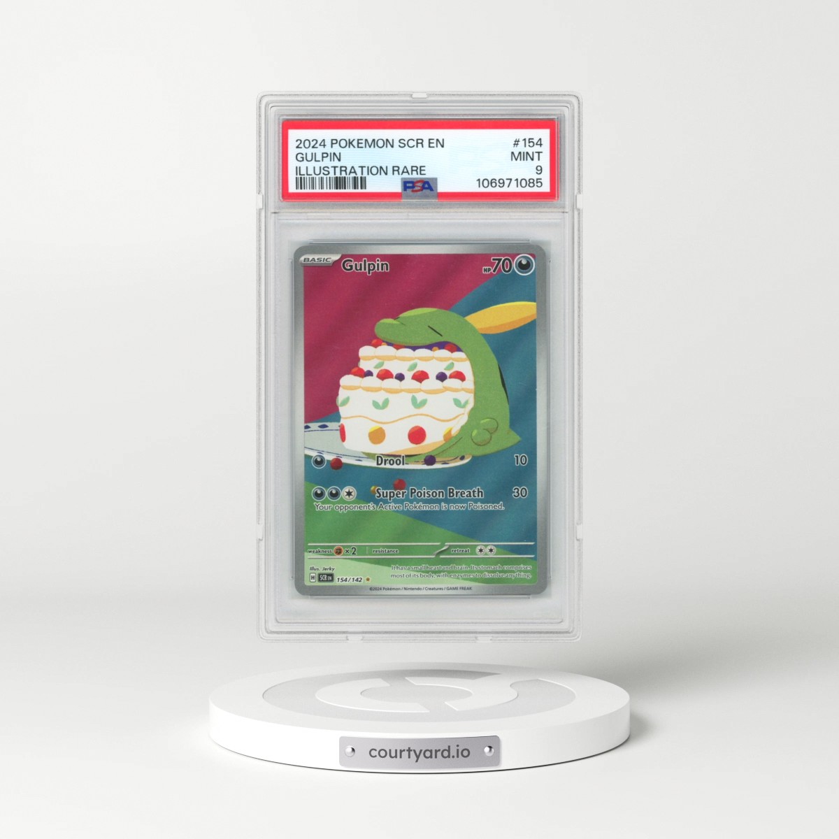 2024 Pokémon Scr EN-Stellar Crown #154 Gulpin - Illustration Rare (PSA 9 MINT)