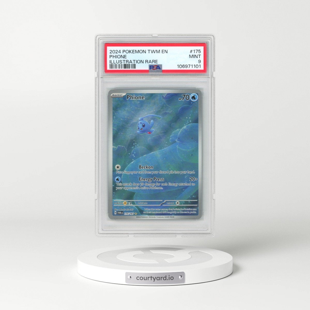 2024 Pokémon Twm EN-Twilight Masquerade #175 Phione - Illustration Rare (PSA 9 MINT)