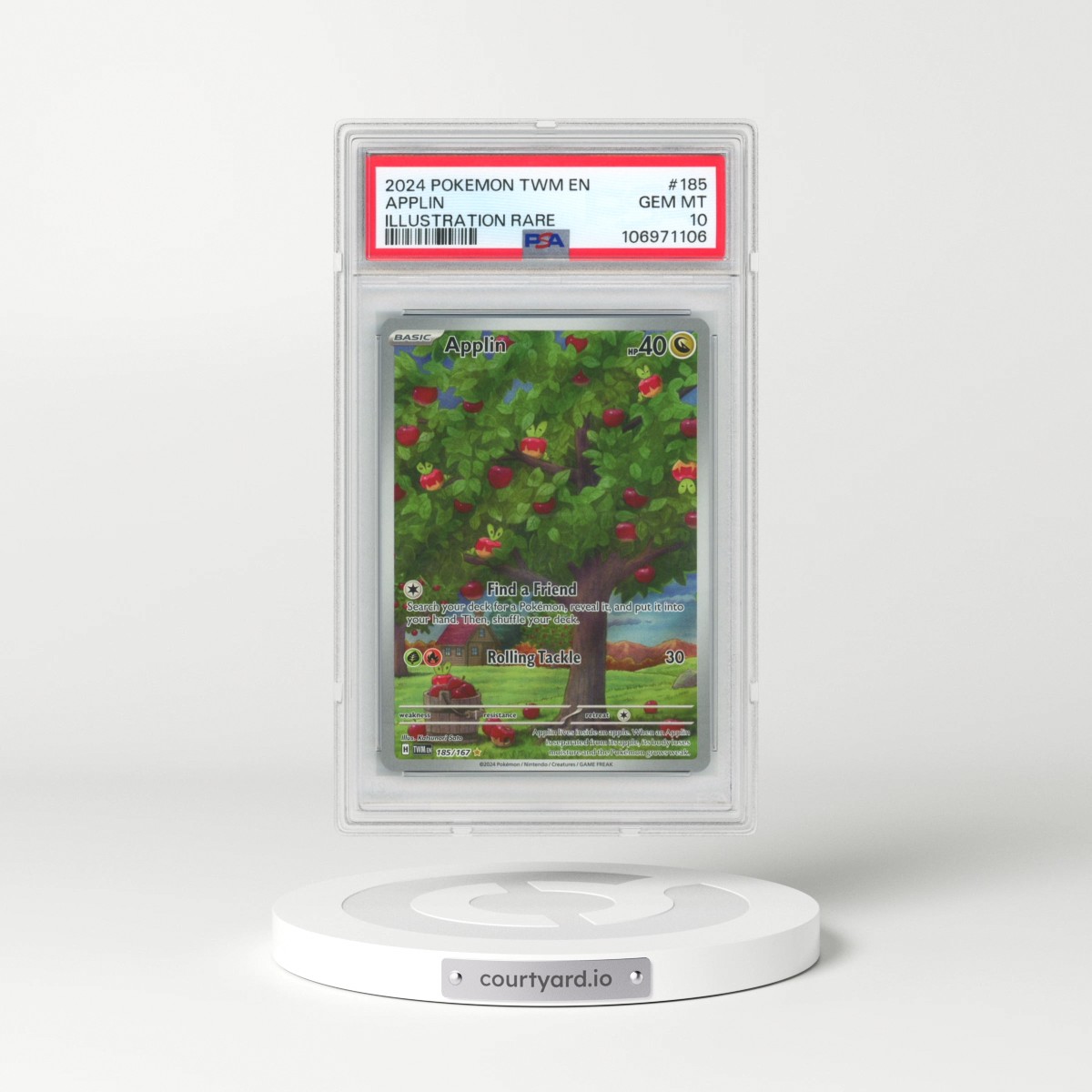 2024 Pokémon Twm EN-Twilight Masquerade #185 Applin - Illustration Rare (PSA 10 GEM MINT)