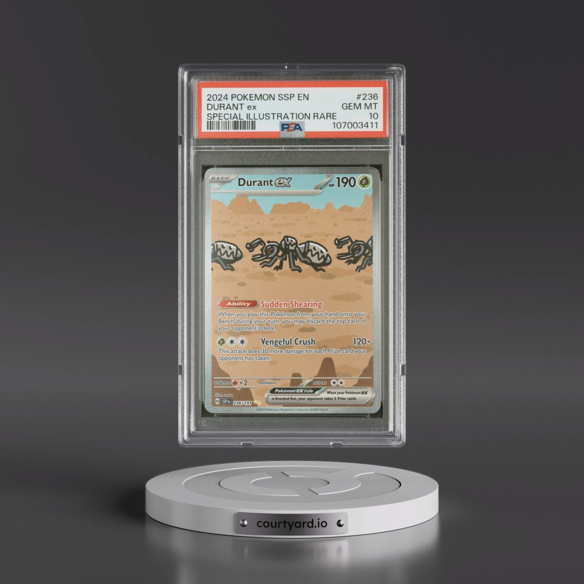 2024 Pokémon Ssp EN-Surging Sparks #236 Durant EX - Holo Special Illustration Rare (PSA 10 GEM MINT)