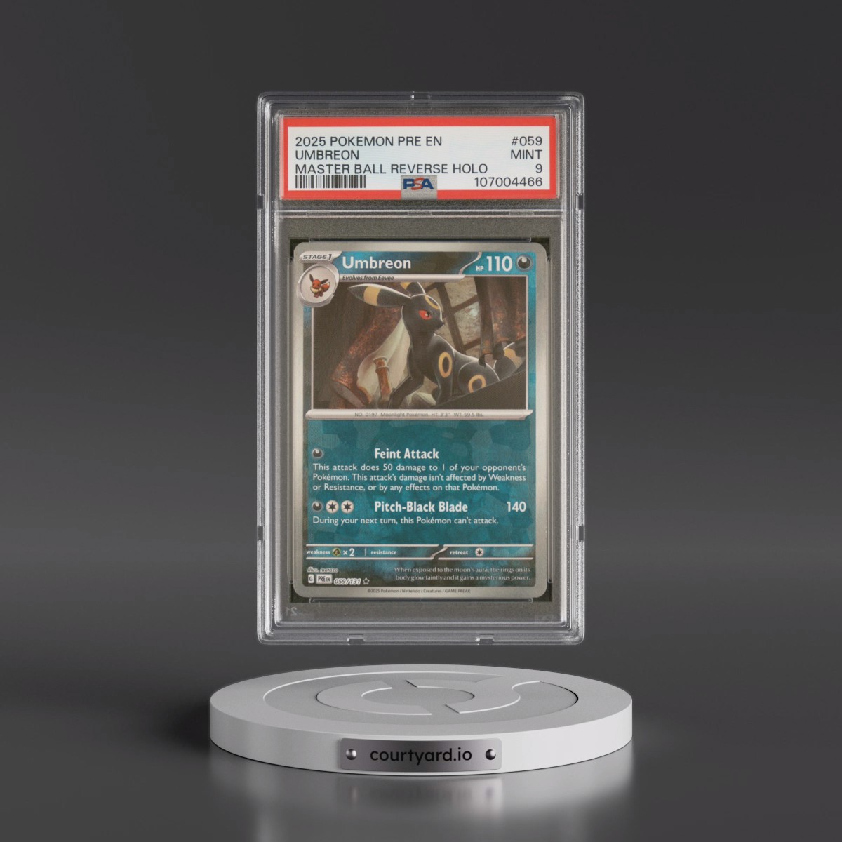 2025 Pokémon Pre EN-Prismatic Evolutions #059 Umbreon - Reverse Holo Master Ball (PSA 9 MINT)