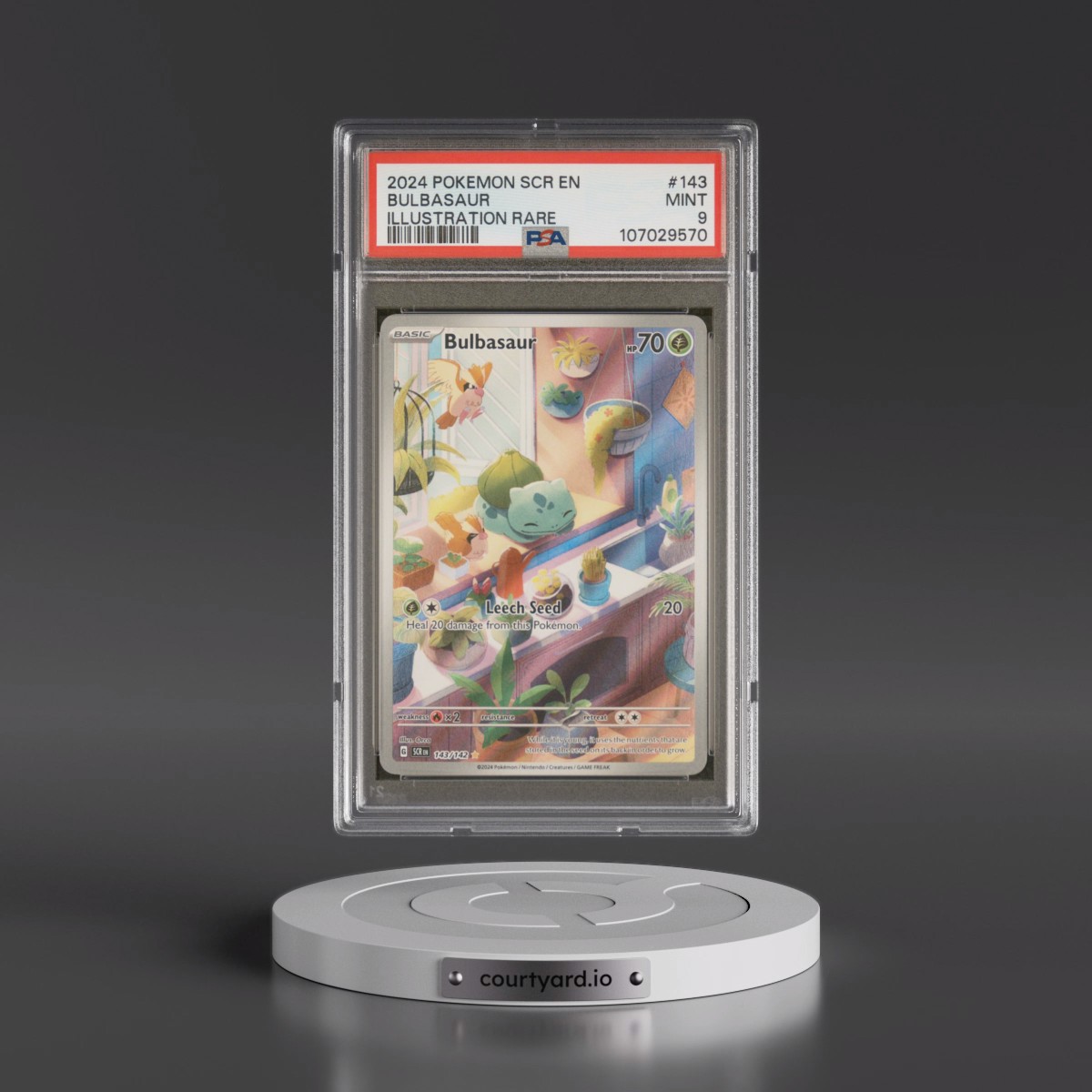 2024 Pokémon Scr EN-Stellar Crown #143 Bulbasaur - Illustration Rare (PSA 9 MINT)