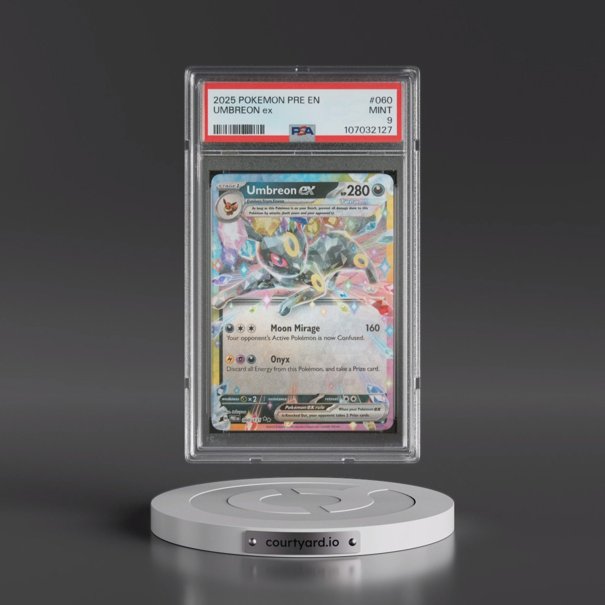 2025 Pokémon Pre EN-Prismatic Evolutions #060 Umbreon EX - Holo (PSA 9 MINT)