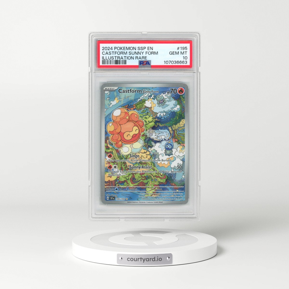 2024 Pokémon Ssp EN-Surging Sparks #195 Castform Sunny Form - Illustration Rare (PSA 10 GEM MINT)