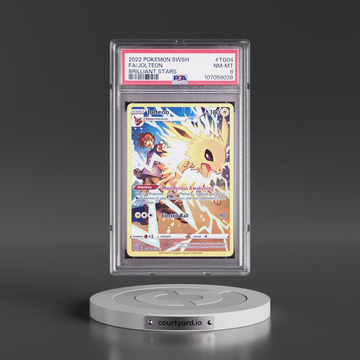 2022 Pokémon Sword & Shield Brilliant Stars #TG04 Jolteon - Full Art (PSA 8 NM-MT)