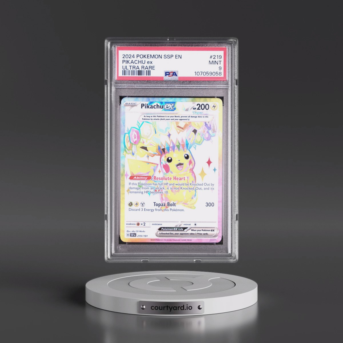 2024 Pokémon Ssp EN-Surging Sparks #219 Pikachu EX - Holo Ultra Rare (PSA 9 MINT)