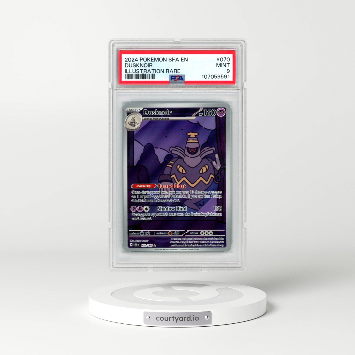 2024 Pokémon Sfa EN-Shrouded Fable #070 Dusknoir - Illustration Rare (PSA 9 MINT)