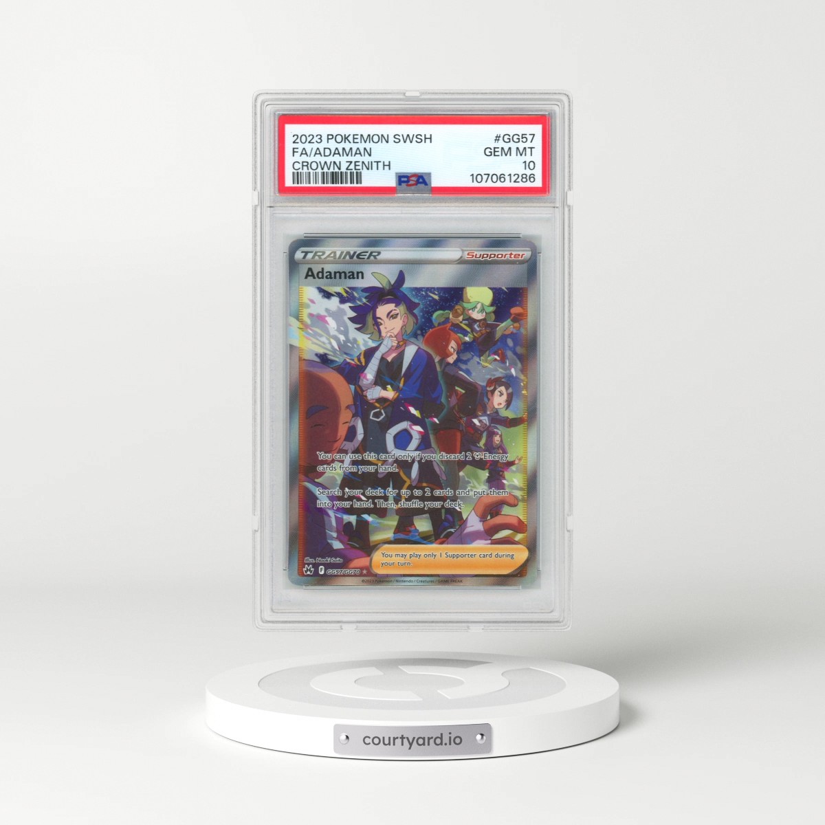 2023 Pokémon Sword and Shield Crown Zenith #GG57 Adaman - Full Art (PSA 10 GEM MINT)