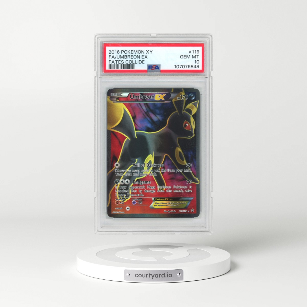 2016 Pokémon XY Fates Collide #119 Umbreon EX - Holo Full Art (PSA 10 GEM MINT)