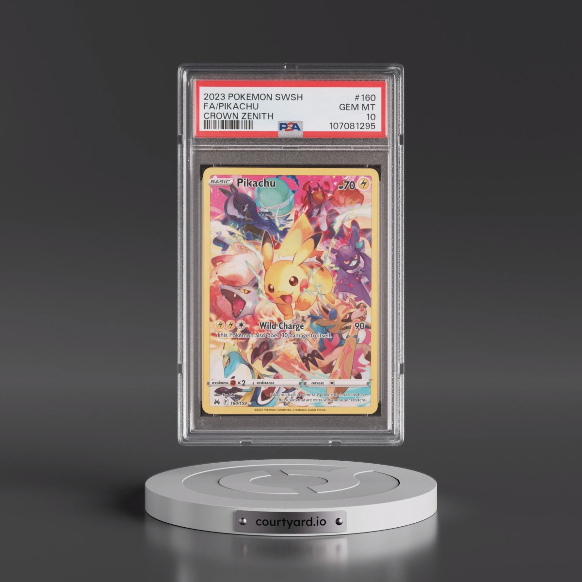 2023 Pokémon Sword and Shield Crown Zenith #160 Pikachu - Full Art (PSA 10 GEM MINT)
