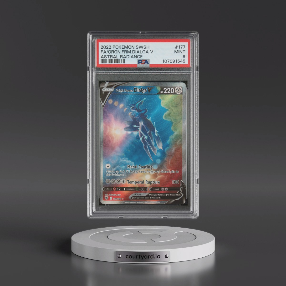 2022 Pokémon Sword & Shield Astral Radiance #177 Origin Forme Dialga V - Holo Full Art (PSA 9 MINT)