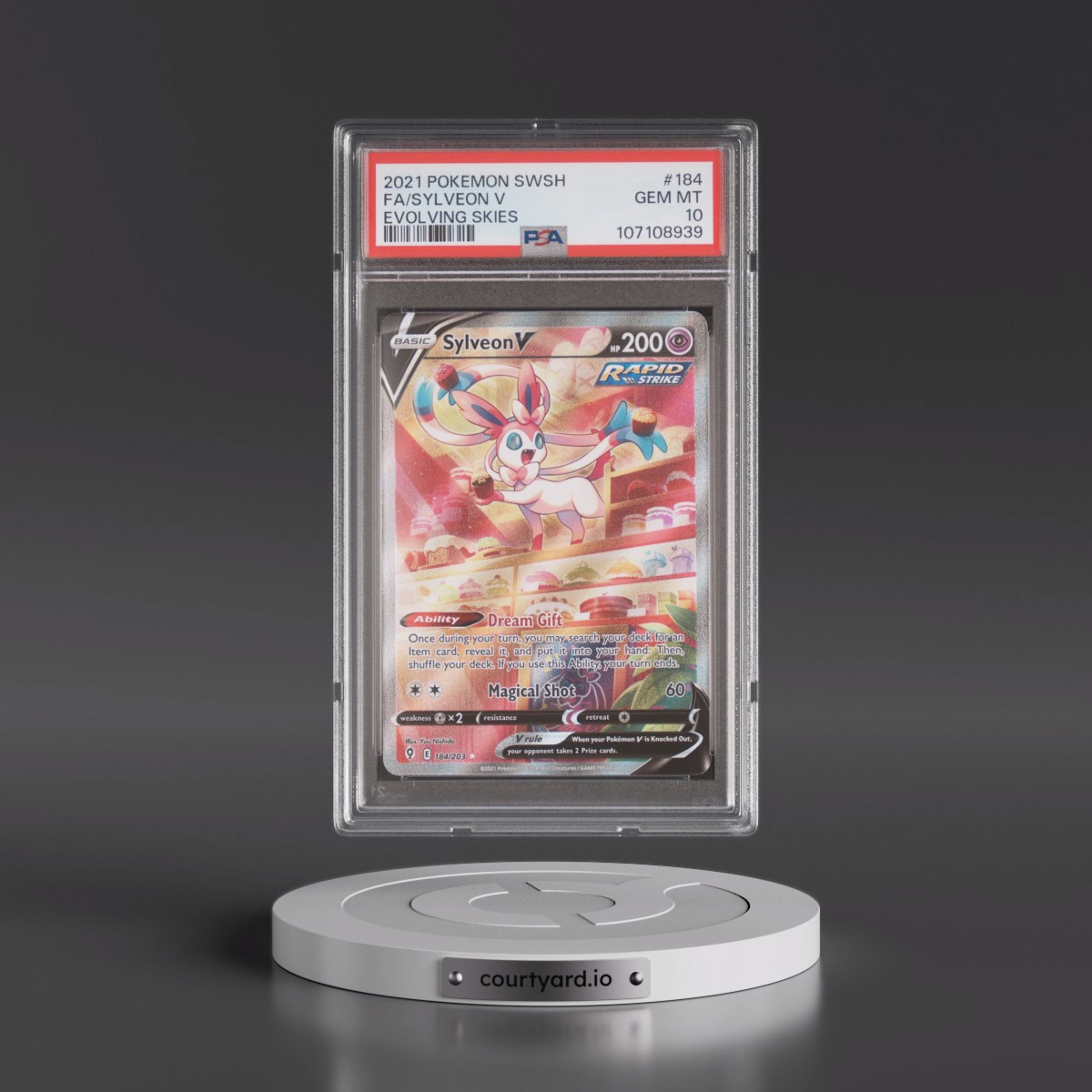 2021 Pokémon Sword & Shield Evolving Skies #184 Sylveon V - Holo Full Art (PSA 10 GEM MINT)