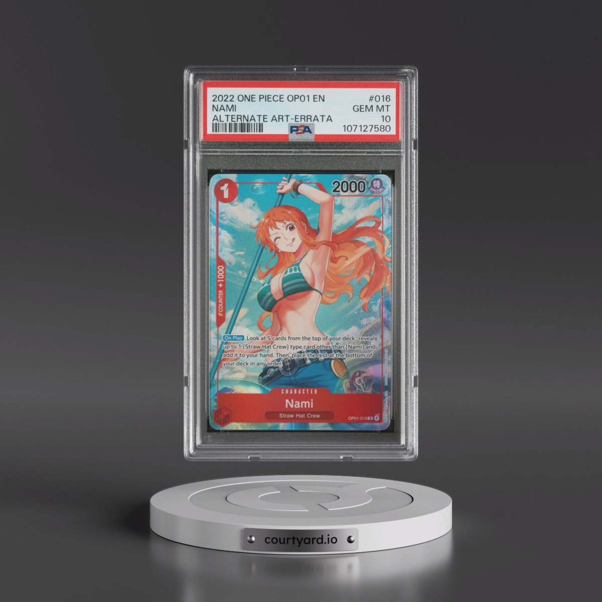 2022 One Piece OP01-Romance Dawn #016 Nami - Alternate Art-Errata (PSA 10 GEM MINT)