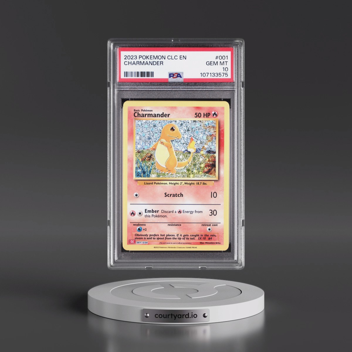 2023 Pokémon Clc-Trading Card Game Classic Charizard & HO-Oh EX Deck #001 Charmander (PSA 10 GEM MINT)