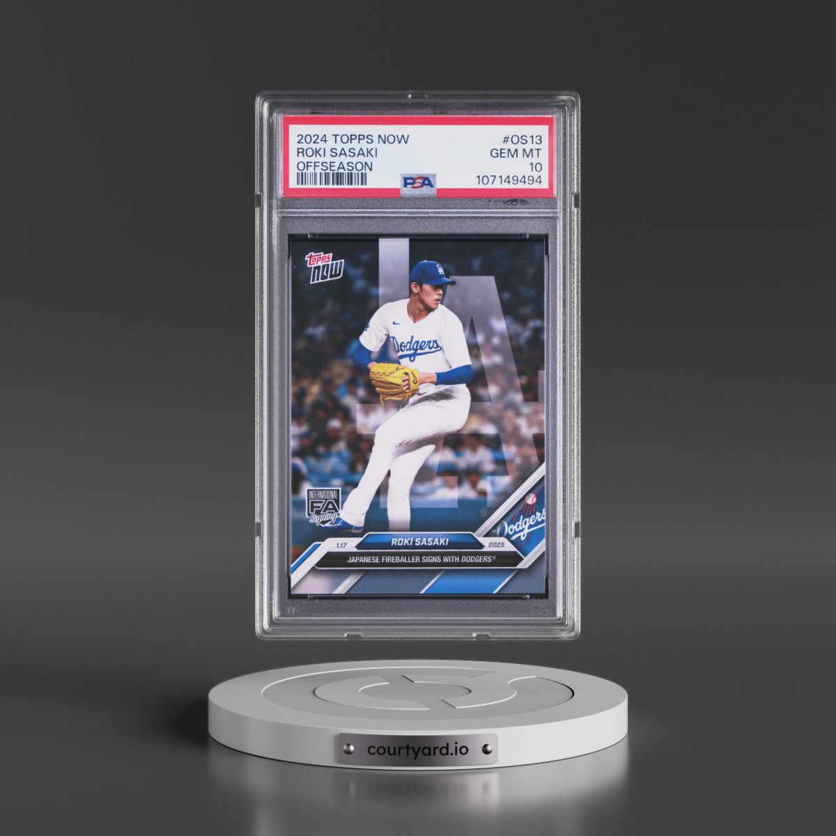 2024 Topps Now Offseason #OS13 Roki Sasaki (PSA 10 GEM MINT)