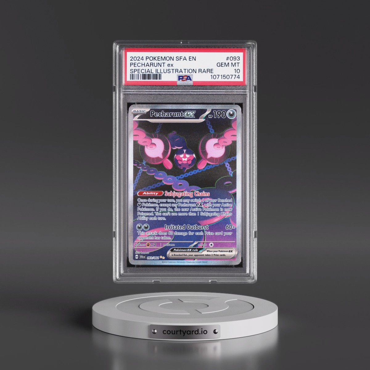 2024 Pokémon Sfa EN-Shrouded Fable #093 Pecharunt EX - Holo Special Illustration Rare (PSA 10 GEM MINT)