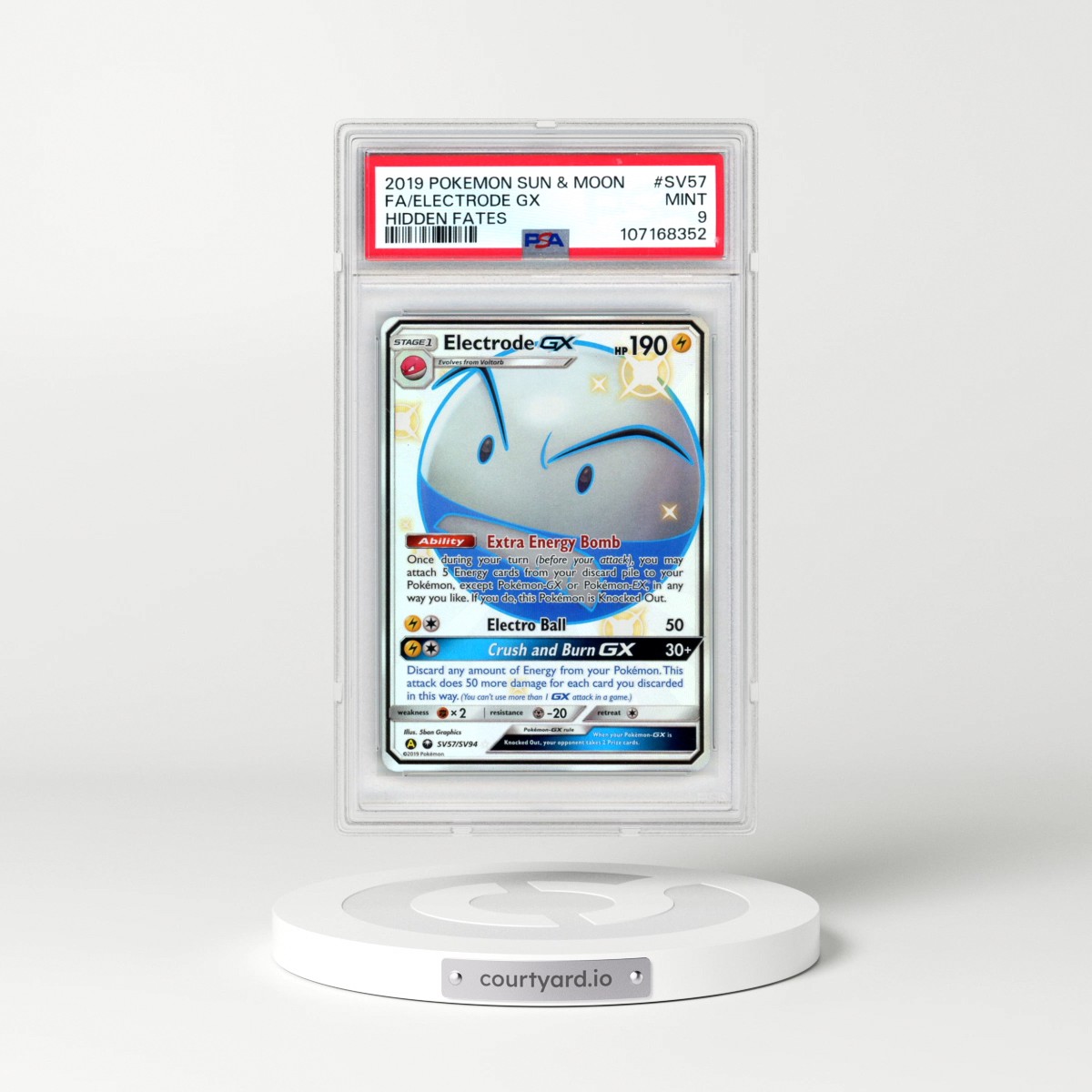 2019 Pokémon Sun & Moon Hidden Fates #SV57 Electrode GX - Holo Full Art (PSA 9 MINT)