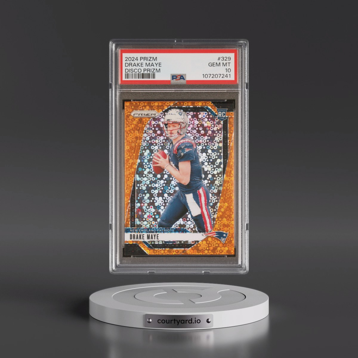 2024 Panini Prizm #329 Drake Maye - Disco Prizm (PSA 10 GEM MINT)