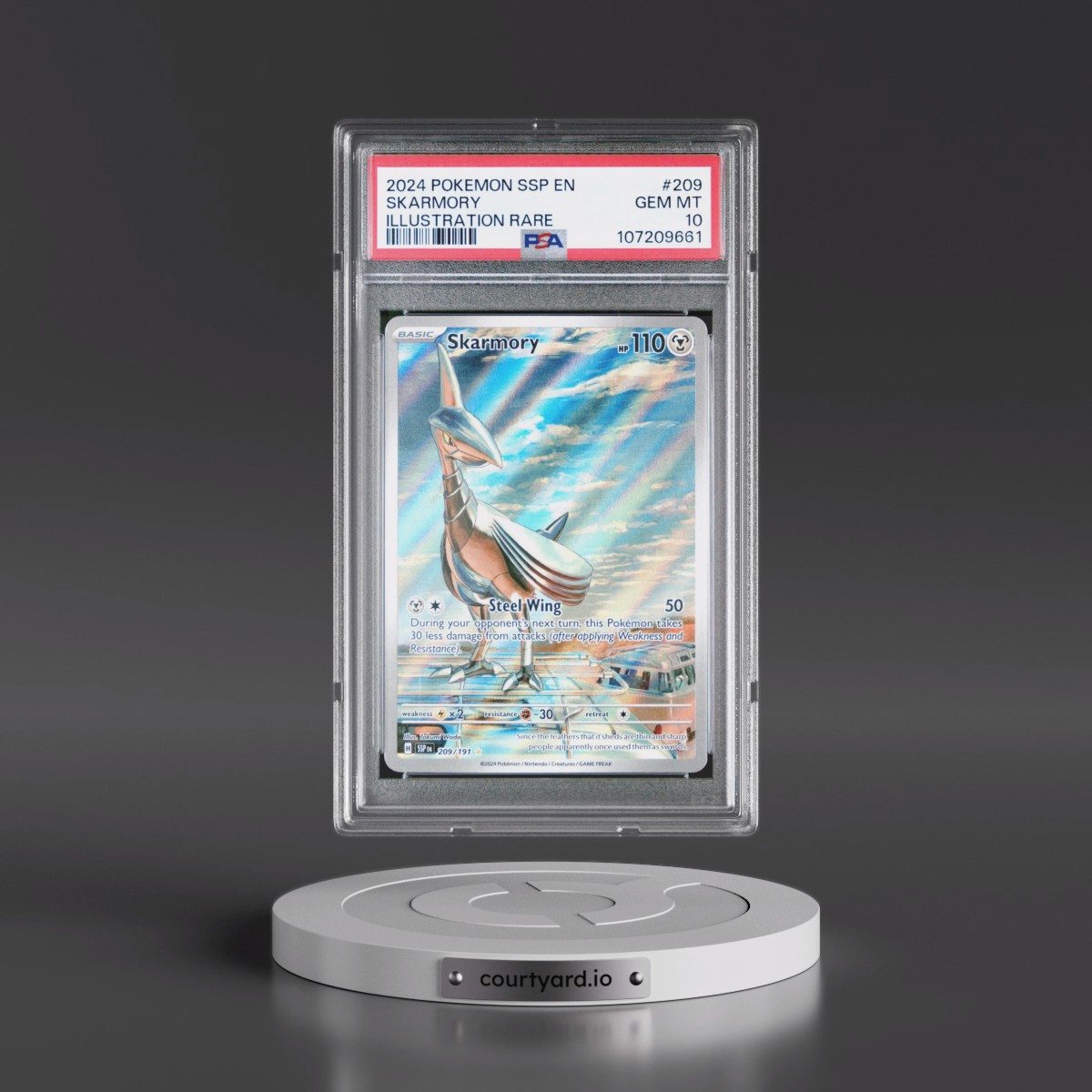 2024 Pokémon Ssp EN-Surging Sparks #209 Skarmory - Illustration Rare (PSA 10 GEM MINT)
