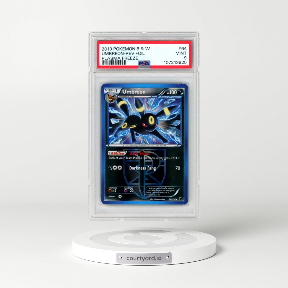 2013 Pokémon Black & White Plasma Freeze #64 Umbreon - Reverse Foil (PSA 9 MINT)