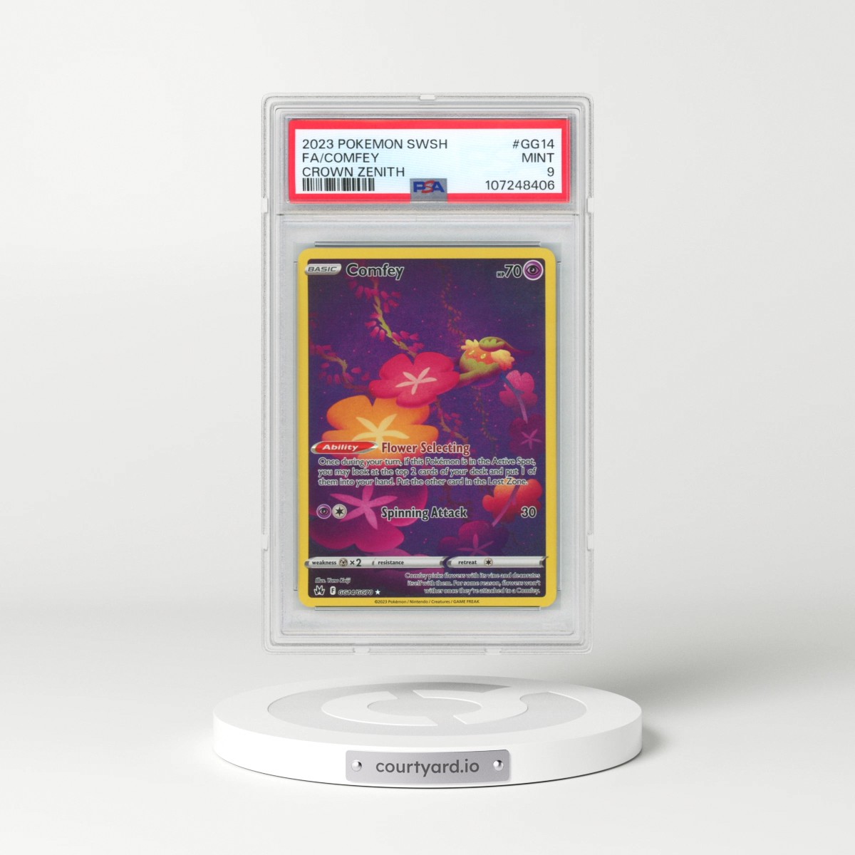 2023 Pokémon Sword and Shield Crown Zenith #GG14 Comfey - Full Art (PSA 9 MINT)