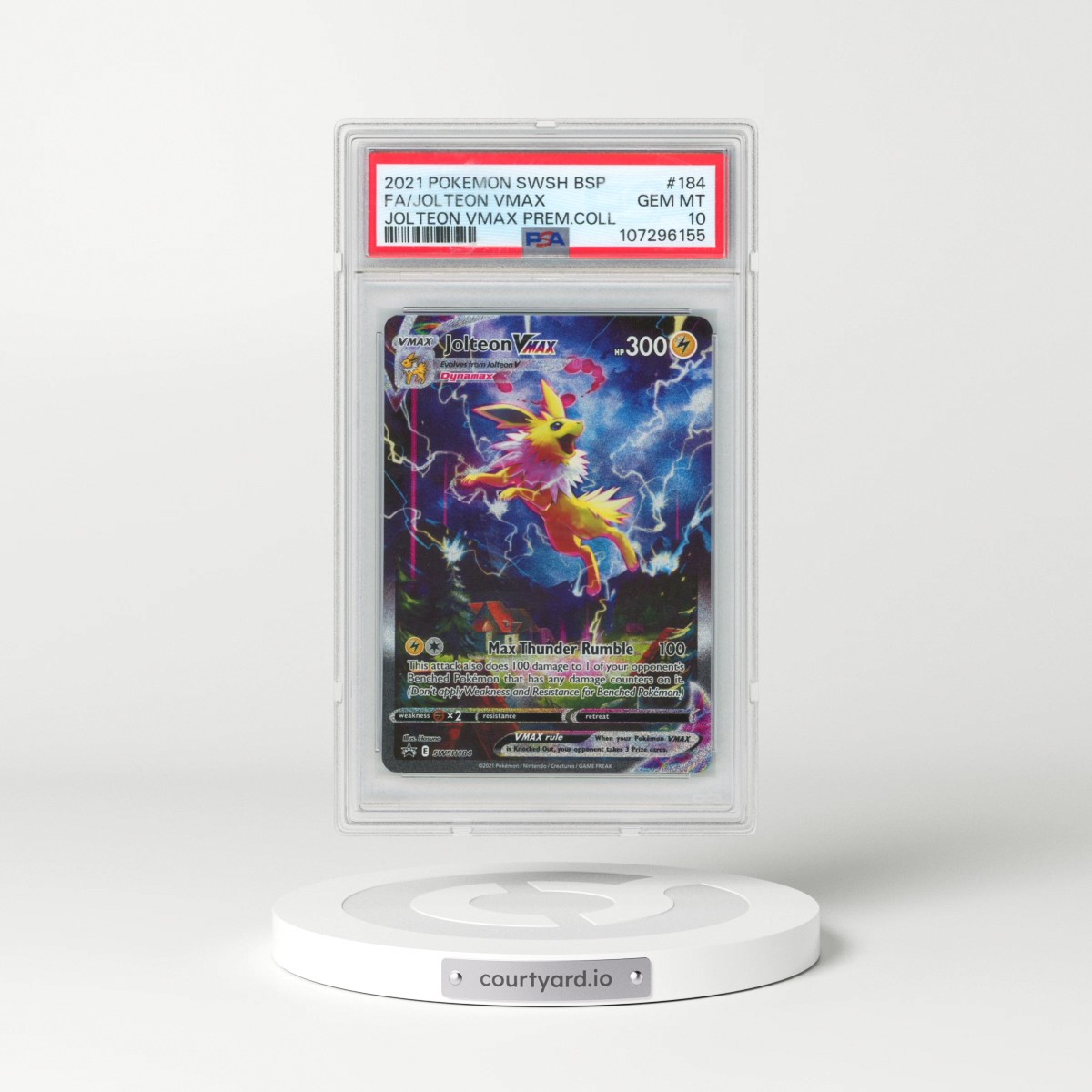 2021 Pokémon Swsh Black Star Promo #184 Jolteon Vmax - Full Art Jolteon Vmax Premium Collection (PSA 10 GEM MINT)