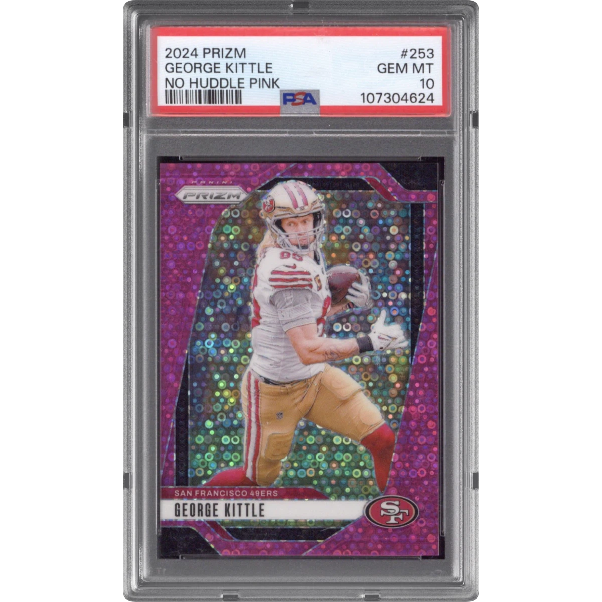 2024 Panini Prizm #253 George Kittle - No Huddle Pink (PSA 10 GEM MINT)