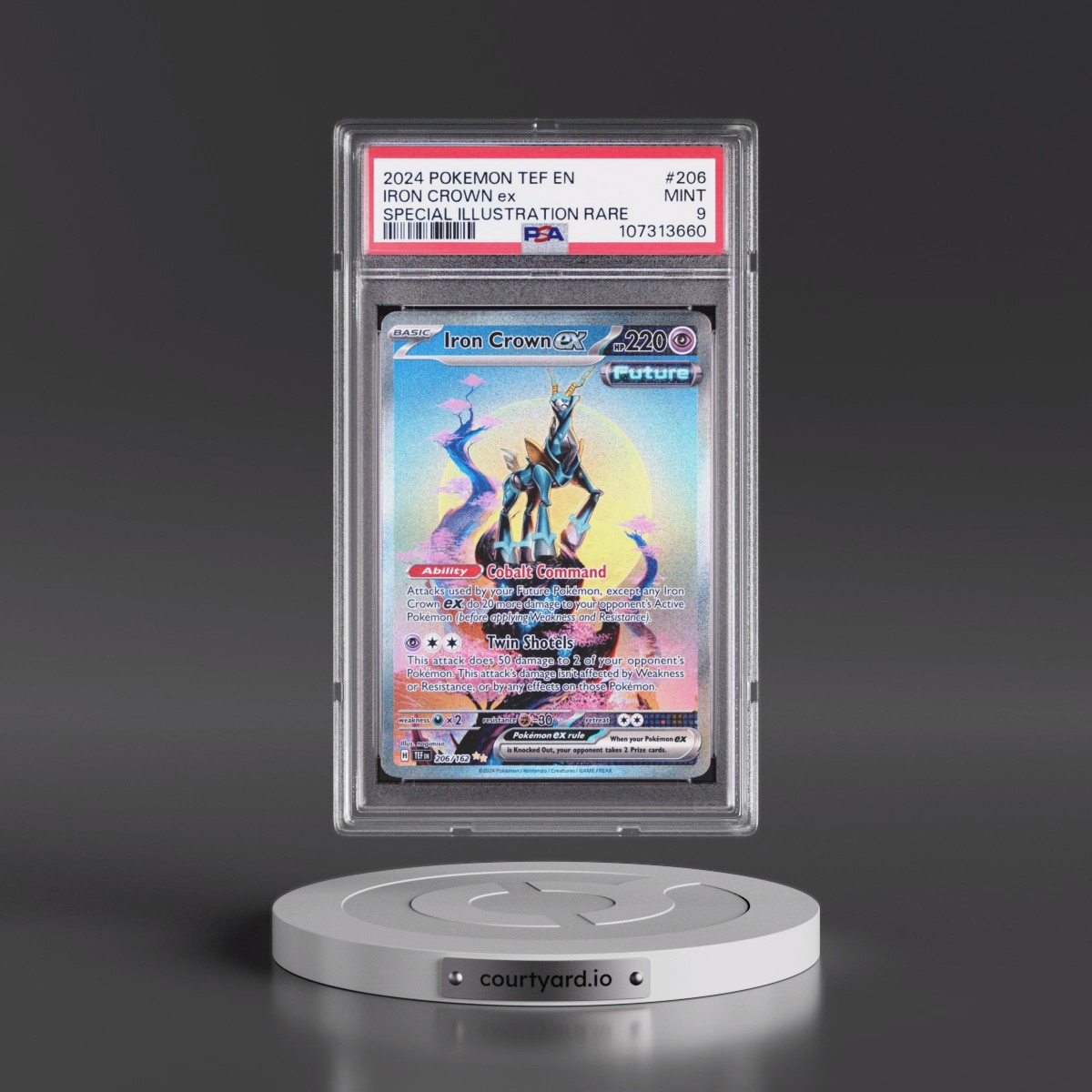 2024 Pokémon Tef EN-Temporal Forces #206 Iron Crown EX - Holo Special Illustration Rare (PSA 9 MINT)