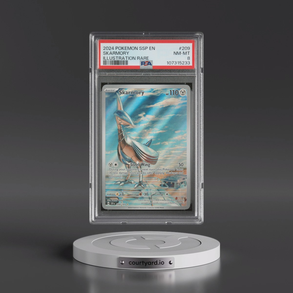 2024 Pokémon Ssp EN-Surging Sparks #209 Skarmory - Illustration Rare (PSA 8 NM-MT)