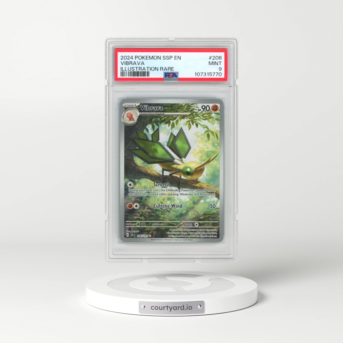 2024 Pokémon Ssp EN-Surging Sparks #206 Vibrava - Illustration Rare (PSA 9 MINT)
