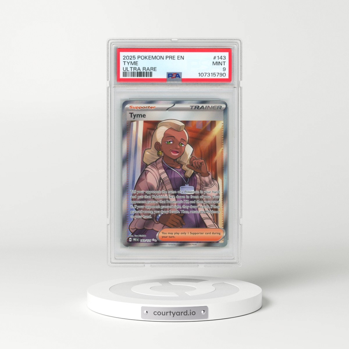 2025 Pokémon Pre EN-Prismatic Evolutions #143 Tyme - Ultra Rare (PSA 9 MINT)