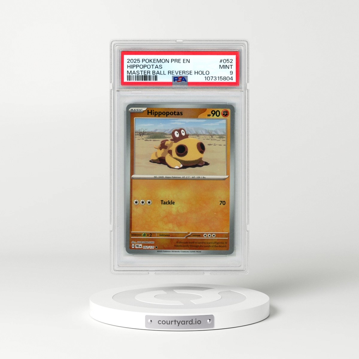 2025 Pokémon Pre EN-Prismatic Evolutions #052 Hippopotas - Reverse Holo Master Ball (PSA 9 MINT)