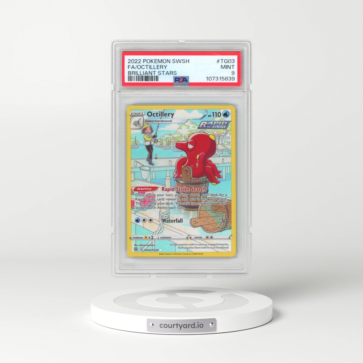 2022 Pokémon Sword & Shield Brilliant Stars #TG03 Octillery - Full Art (PSA 9 MINT)