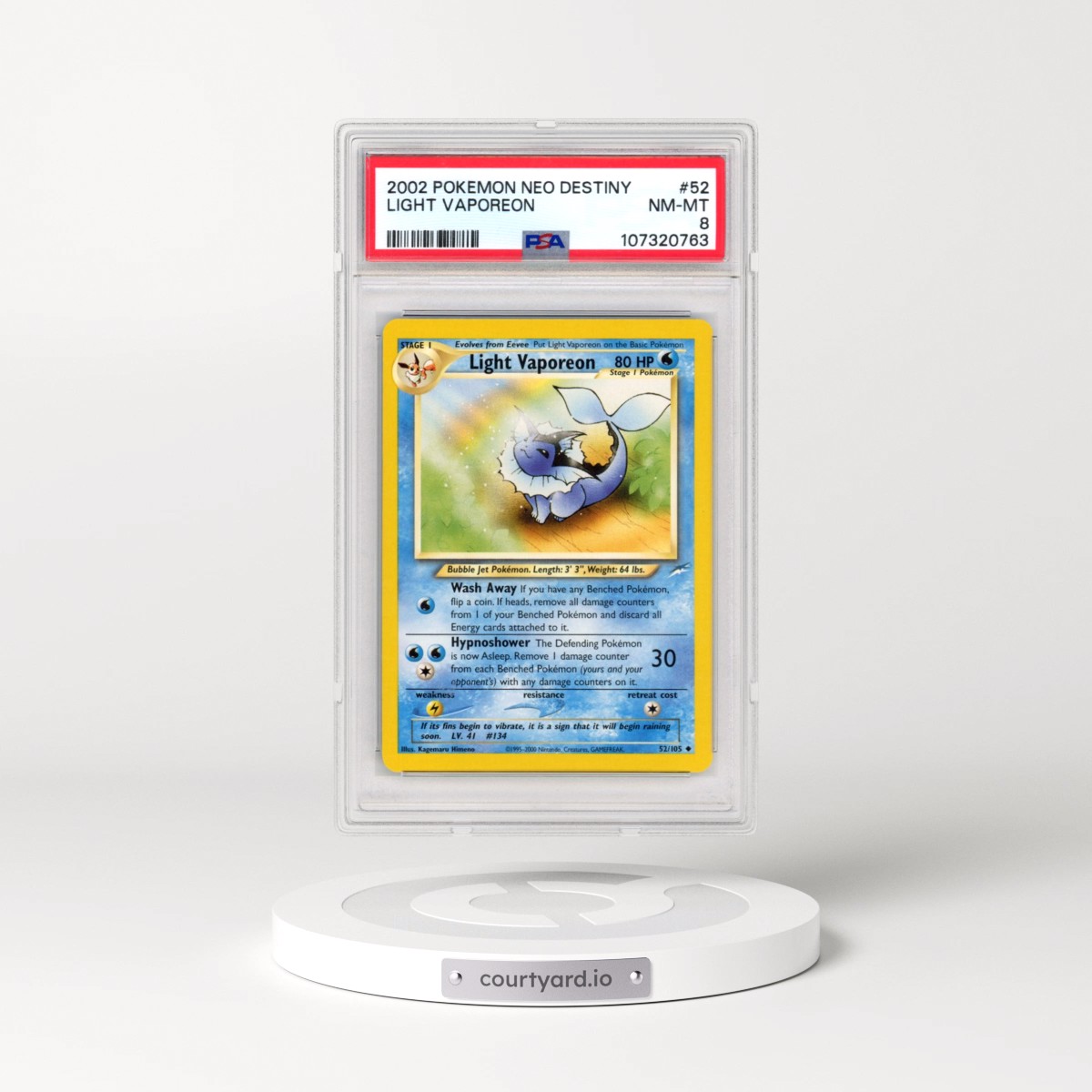 2002 Pokémon Neo Destiny #52 Light Vaporeon (PSA 8 NM-MT)
