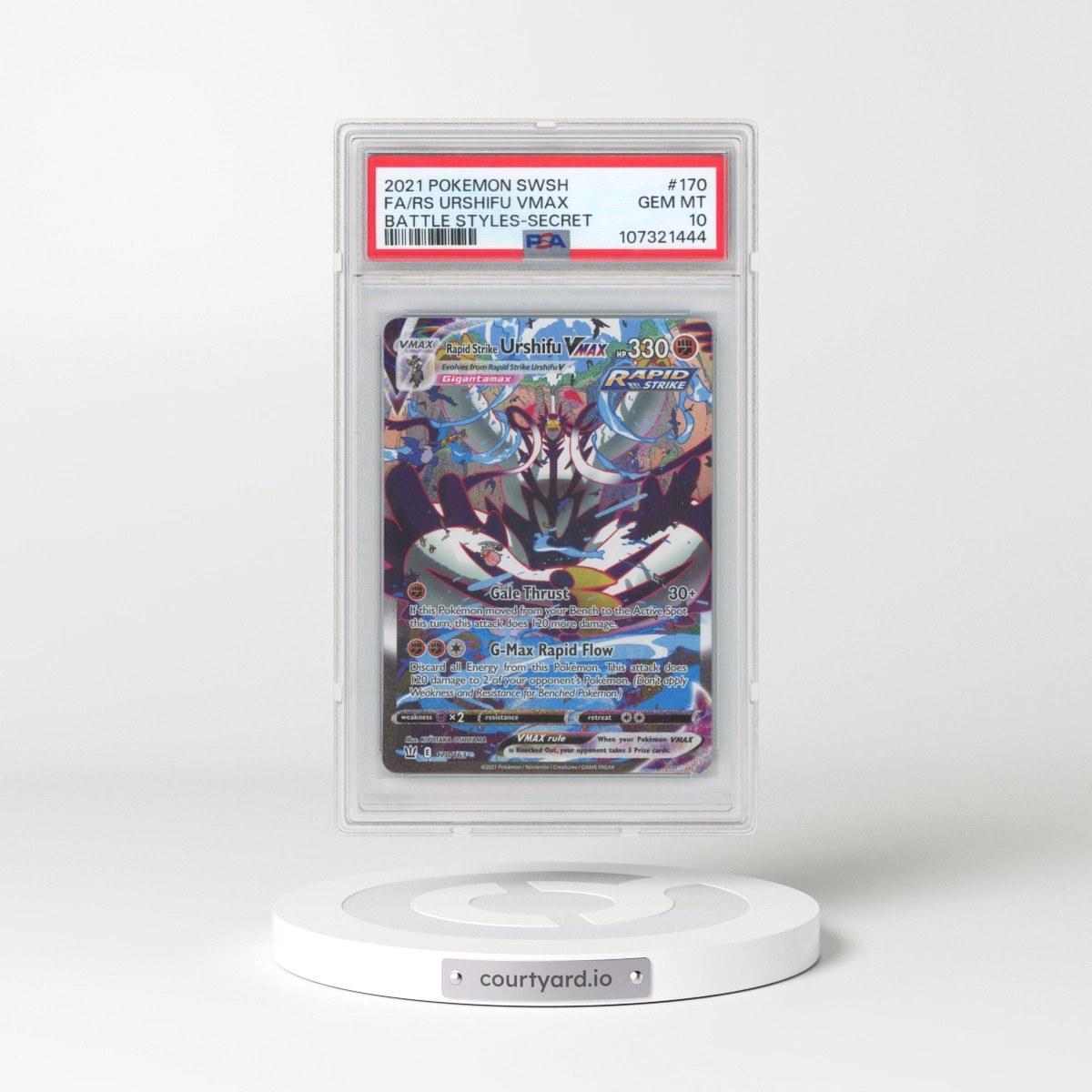 2021 Pokémon Sword & Shield Battle Styles #170 Rapid Strike Urshifu Vmax - Full Art Secret (PSA 10 GEM MINT)