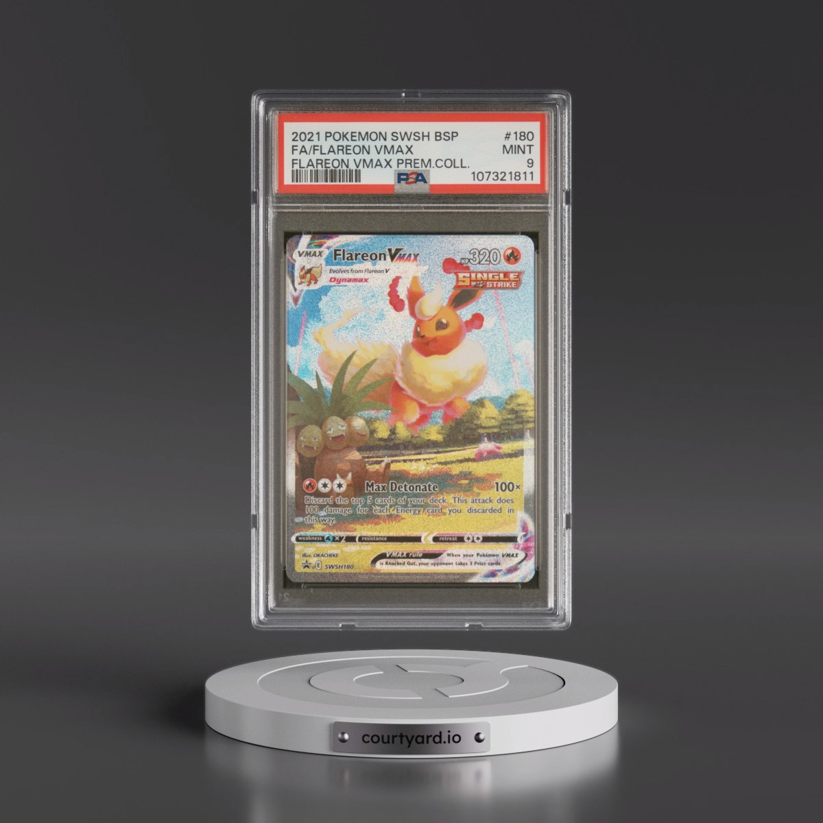 2021 Pokémon Swsh Black Star Promo #180 Flareon Vmax - Full Art Flareon Vmax Premium Collection (PSA 9 MINT)