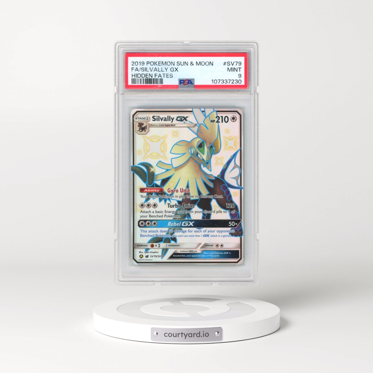 2019 Pokémon Sun & Moon Hidden Fates #SV79 Silvally GX - Holo Full Art (PSA 9 MINT)