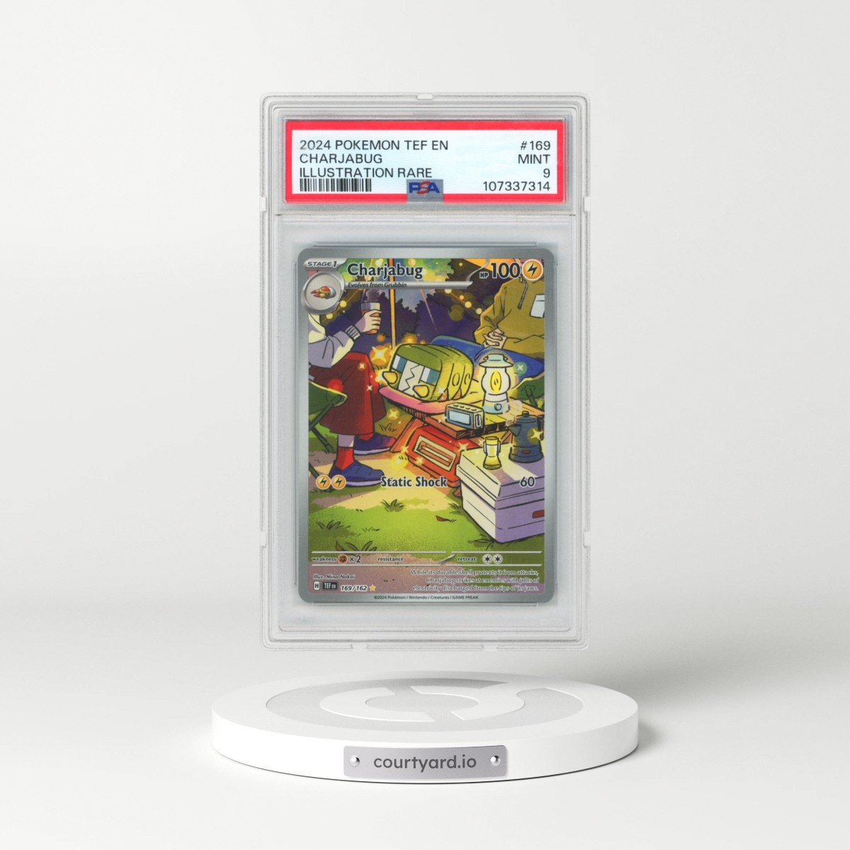 2024 Pokémon Tef EN-Temporal Forces #169 Charjabug - Illustration Rare (PSA 9 MINT)
