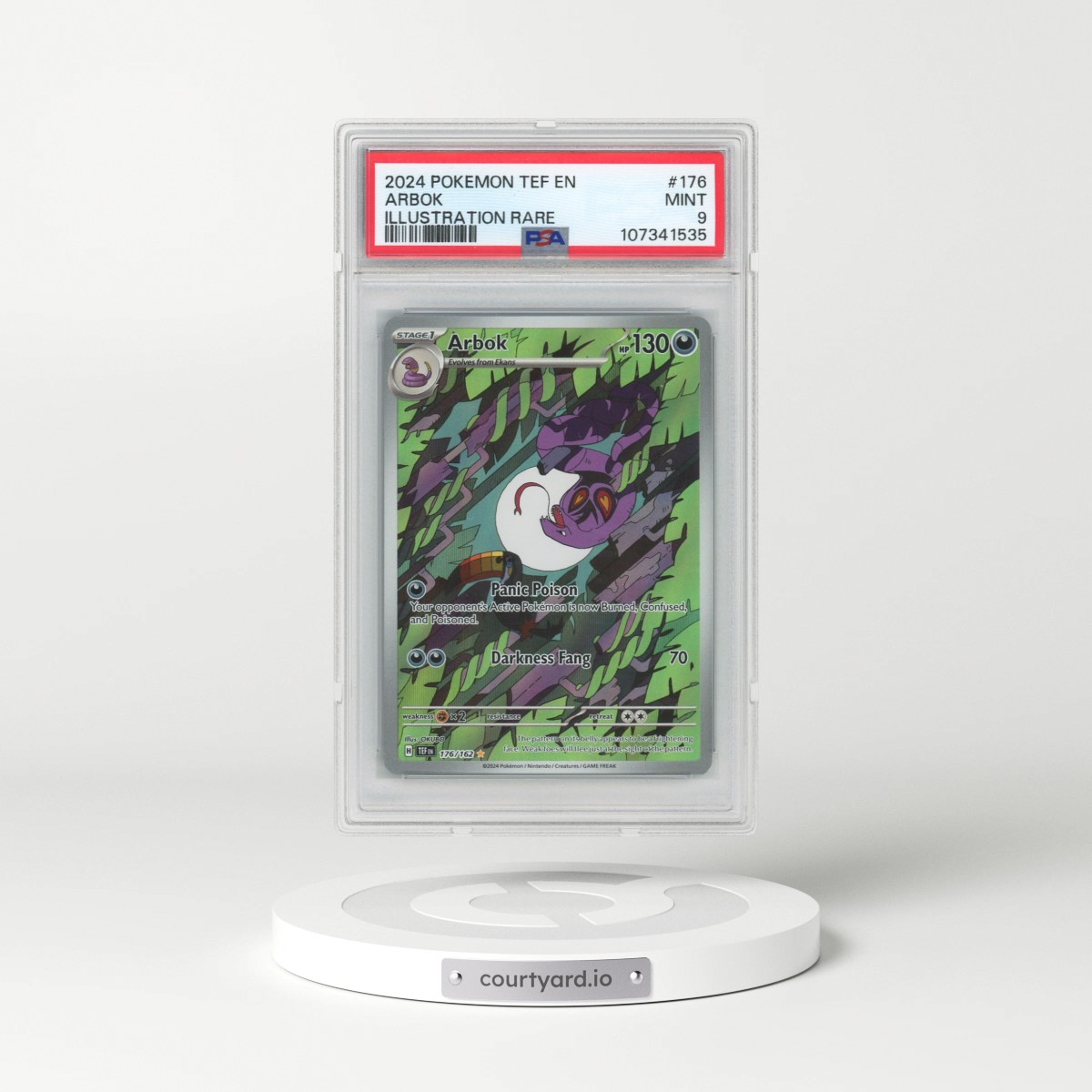 2024 Pokémon Tef EN-Temporal Forces #176 Arbok - Illustration Rare (PSA 9 MINT)