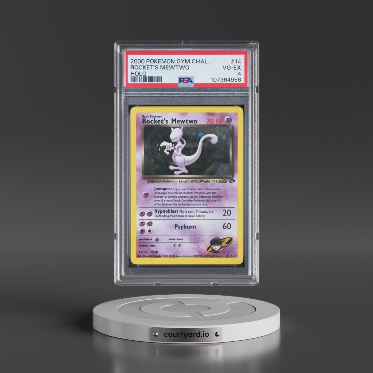 2000 Pokémon Gym Challenge #14 Rocket's Mewtwo - Holo (PSA 4 VG-EX)