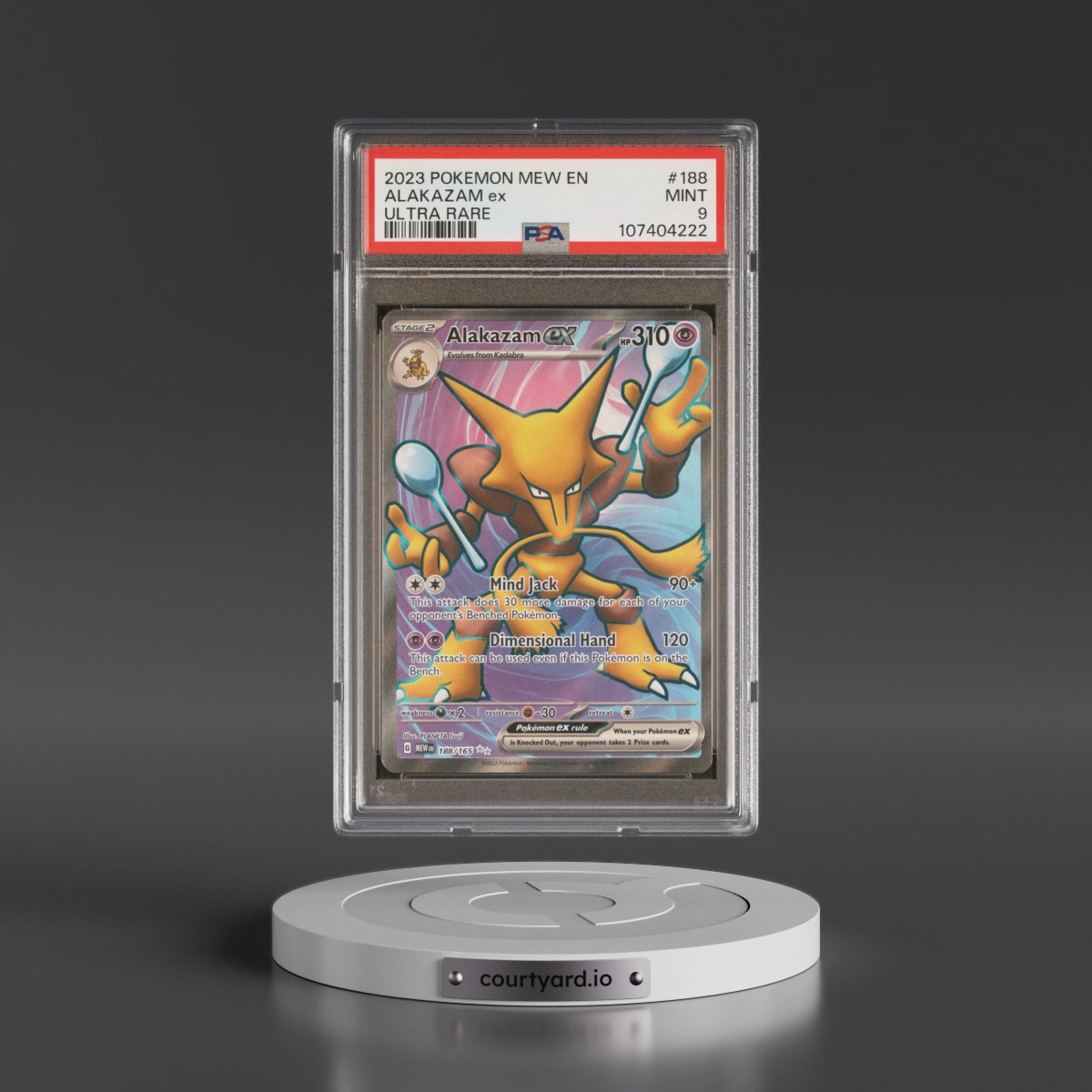 2023 Pokémon Mew EN-151 #188 Alakazam EX - Holo Ultra Rare (PSA 9 MINT)