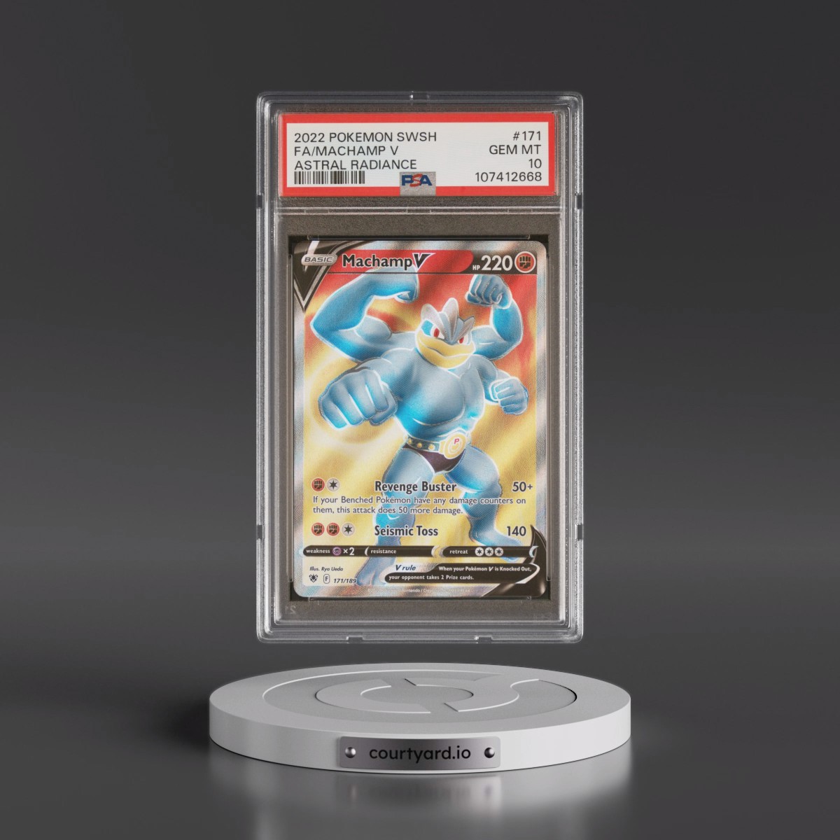 2022 Pokémon Sword & Shield Astral Radiance #171 Machamp V - Holo Full Art (PSA 10 GEM MINT)