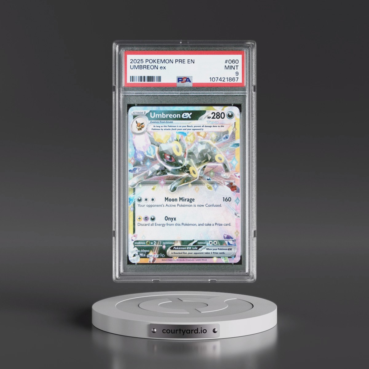 2025 Pokémon Pre EN-Prismatic Evolutions #060 Umbreon EX - Holo (PSA 9 MINT)