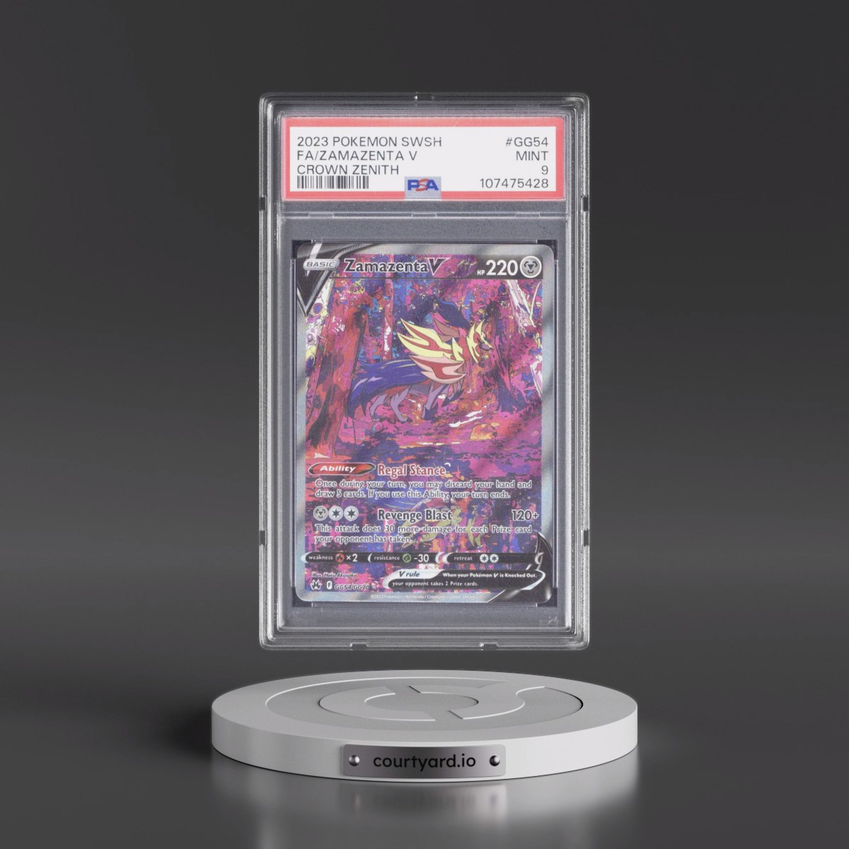 2023 Pokémon Sword and Shield Crown Zenith #GG54 Zamazenta V - Holo Full Art (PSA 9 MINT)