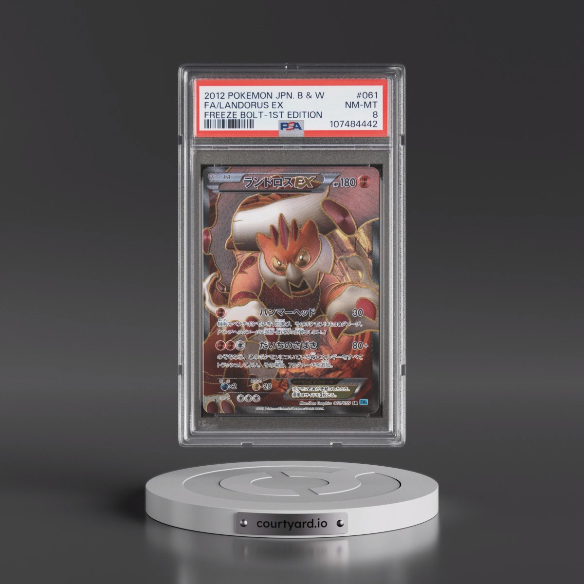 2012 Pokémon Black & White Freeze Bolt #061 Landorus EX - 1st Edition Holo Full Art (PSA 8 NM-MT)