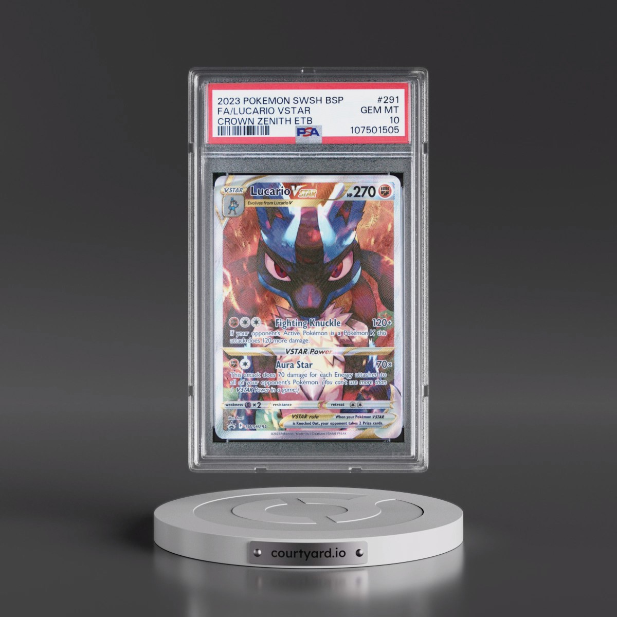 2023 Pokémon Swsh Black Star Promo #291 Lucario Vstar - Full Art Crown Zenith Elite Trainer Box (PSA 10 GEM MINT)